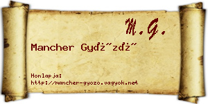 Mancher Győző névjegykártya